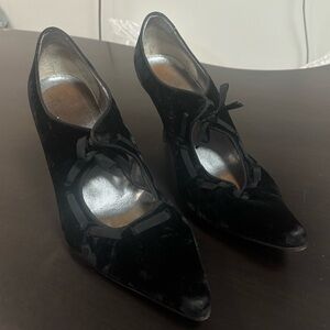 Salvatore Ferragamo Black Suede Heels